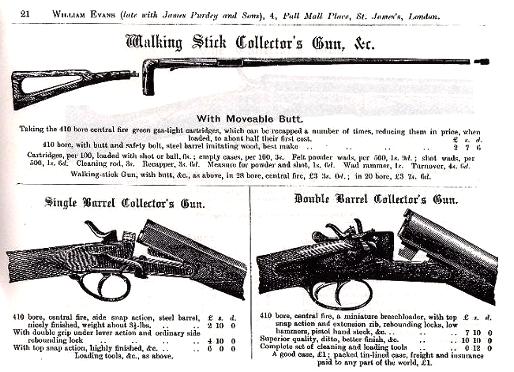 William Evans, Walking Stick and Collectors guns